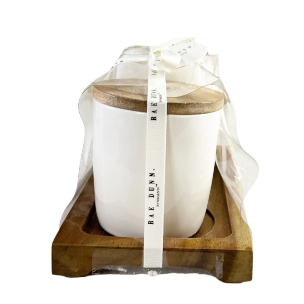 NEW Rae Dunn GATHER/COZY Cream & Sugar Set with Wooden Tray 🍁🍂🍁